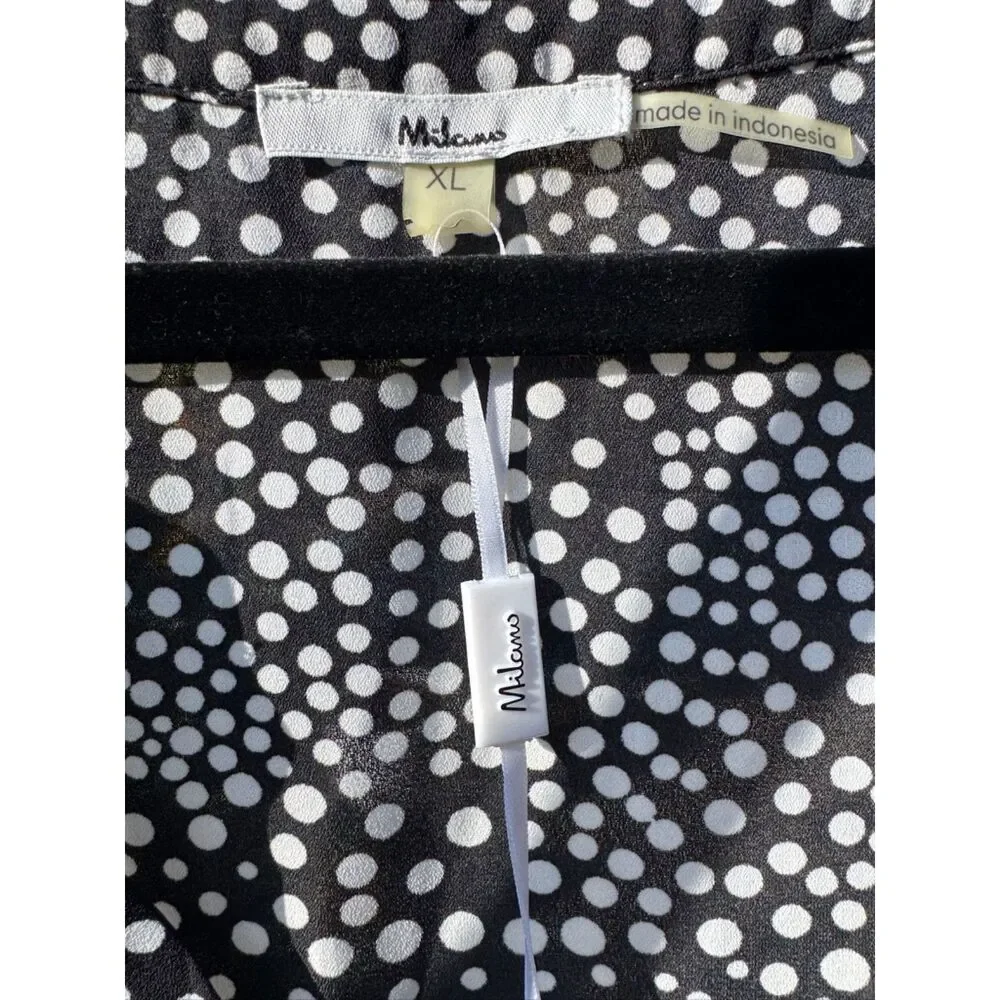 NWT Milano Black & White Polka Dot Sleeveless Loose Fit Shell Top